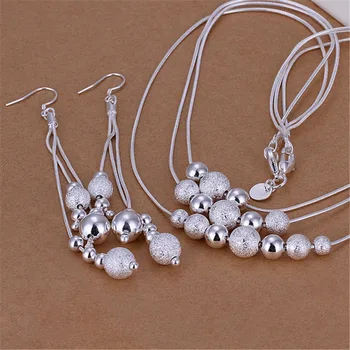 Горячее ожерелье из стерлингового серебра 925 пробы, серьги, набор украшений для женщин, бусы с кисточками, цепочка в виде змеи, модные рождественские подарки для вечеринок