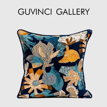 Декоративная наволочка GUVINCI серии Jungle в американском стиле, абстрактные растения, Жаккардовый чехол с цветами для офиса, отеля, виллы