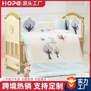 Детская кроватка из массива дерева, многофункциональная колыбель, которую можно собрать вместе, детская кроватка в европейском стиле для новорожденных