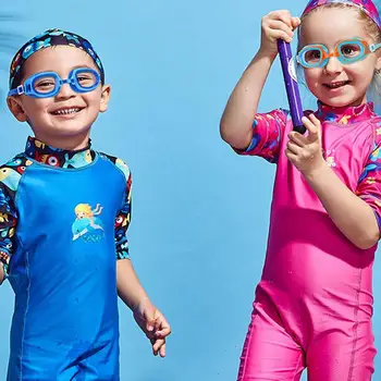 Детские плавательные очки с защитой от ультрафиолета, водонепроницаемые силиконовые очки для плавания в бассейне и на пляже.