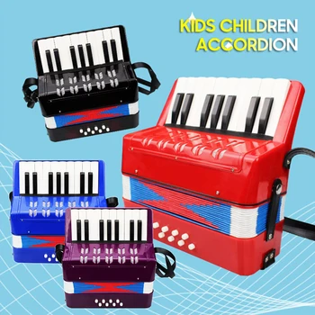 Детский Аккордеон с 17 клавишами и 8 басами, мини-маленький аккордеон, обучающий музыкальный инструмент для начинающих, подарок на день рождения и Новый год