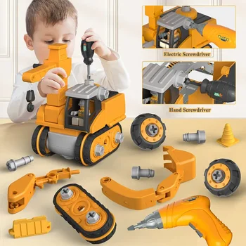 Детский инженерный автомобиль, электродрель, игрушки, подходящие для детских образовательных наборов, инструменты для мальчиков, подарок для гайковерта