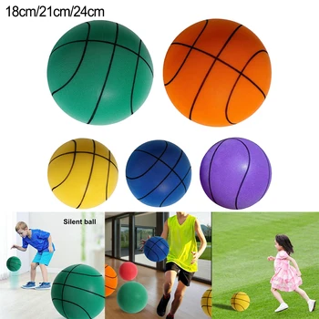 Диаметр 24 см, Бесшумный Спортивный мяч из пенопласта высокой плотности, баскетбольный мяч для помещений, мягкий Эластичный мяч, Детские спортивные игры с сетчатой сумкой