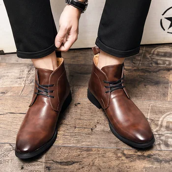 Дизайнерские мужские кожаные ботинки ручной работы, осень-зима, роскошные зимние ботинки для мужчин, повседневные брендовые мужские модельные туфли, Обувь больших размеров 38-48
