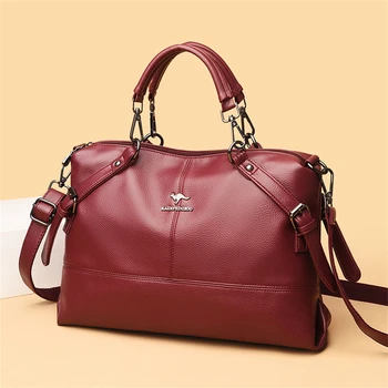 Дизайнерские сумки большой емкости для женщин, роскошная женская высококачественная кожаная сумка через плечо, однотонная сумка для покупок