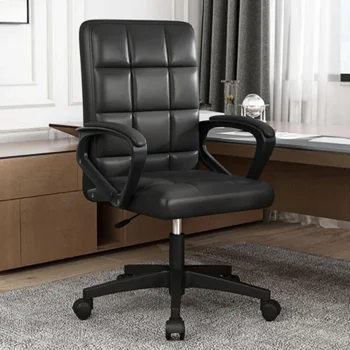 Дизайнерское роскошное офисное кресло с черной кожаной спинкой, эргономичное офисное кресло на шарнирах, офисная мебель для офиса