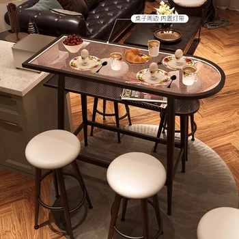 Длинный барный стол для коктейлей, кофейная столешница, стена для напитков, эстетичный стол для бистро, барная стойка, искусство дизайна, мебель для дома Beistelltisch