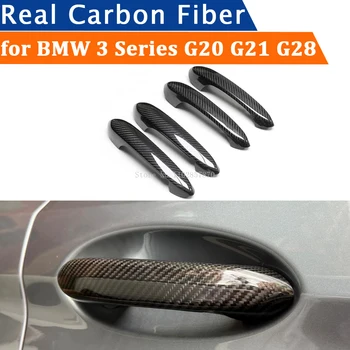 Для BMW 3 Серии G20 G21 G28 2020-2023 Аксессуары Дверная ручка из настоящего углеродного волокна, Наклейка на раму, внешняя отделка, Обвес