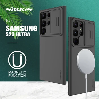 для Samsung Galaxy S23 Ultra Чехол Nillkin CamShield Магнитный чехол для камеры-слайдера жидкий силиконовый чехол для Samsung S23 Ultra