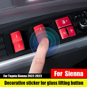Для Toyota Sienna 2023 2022 2021 Кнопка подъема стекла, декоративная наклейка из алюминиевого сплава