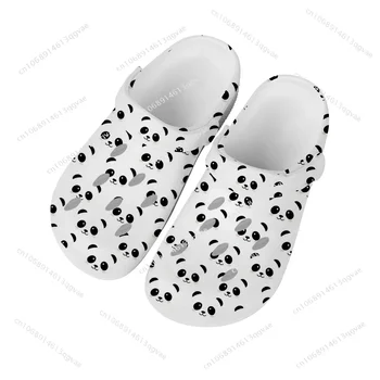 Домашняя обувь с милым рисунком в виде панды Мужские Женские молодежные сандалии для мальчиков и девочек, Обувь для сада, изготовленная на заказ, Дышащая обувь, Пляжные тапочки с отверстиями