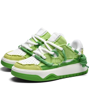 Дышащие и удобные кроссовки, обувь Tidal Bread, мужская весенне-осенняя зеленая парусиновая обувь, спортивная повседневная обувь на толстой подошве, мужская