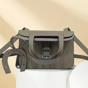 Женская сумочка в обертке из натуральной кожи Роскошная дизайнерская сумочка с рисунком личи через плечо Сумка в виде подковы из воловьей кожи