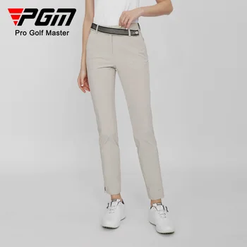 Женские брюки для гольфа PGM Летние узкие брюки с высоким эластичным сетчатым поясом Одежда для гольфа для женщин KUZ145