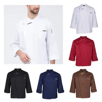 Женские Мужские куртки шеф-повара, Униформа, рубашка с длинными рукавами, рабочая одежда для пекарни в отеле