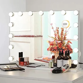 Зеркало для ванной 31,5 x 23,6 дюйма с подсветкой, 24 светодиодными лампочками с регулируемой яркостью, 3 цветовых режима, сенсорное управление белого цвета