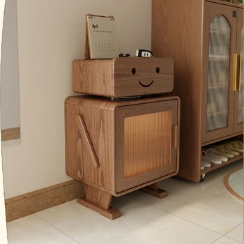 Зимние деревянные боковые шкафы-роботы с подсветкой, боковые шкафы для дивана из массива дерева, шкафчик для телевизора в гостиной, креативный прикроватный столик