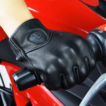 Зимние мужские мотоциклетные кожаные перчатки с термозащитой Для езды на скутерах, зимние ветрозащитные защитные перчатки