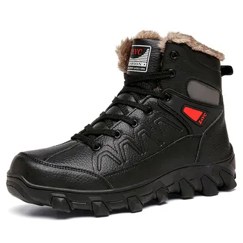 Зимние охотничьи прогулочные ботинки с мехом внутри, мужская походная обувь, горные походные ботинки из хлопка, мужские зимние ботинки