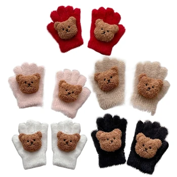 Зимние перчатки с милым Медведем для детей, Мягкие и теплые Варежки, Удобное ношение для мальчиков и девочек, Подходит для детей от 2 до 8 лет
