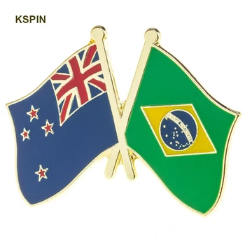 Значок с флагом Новой Зеландии и Бразилии, Брошь с национальным флагом, Булавка на лацкане, международные дорожные булавки