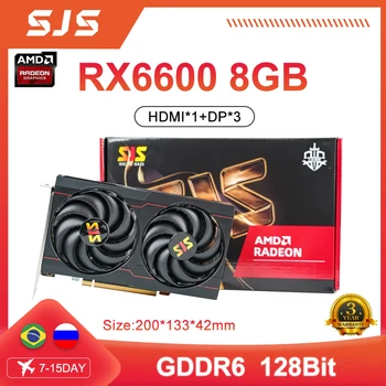 Игровая видеокарта SJS RX6600 RX 6600 8 ГБ Видеокарта GPU GDDR6 128-бит 14 Гбит /с 7 нм 3 * DP + 1 * HDMI Игровая видеокарта AMD GPU для майнинга видео