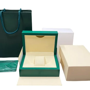 Изготовленная на заказ Зеленая коробка для часов высшего качества Роскошный Элегантный кожаный деревянный футляр для часов с упаковкой Для хранения с подушкой из микрофибры