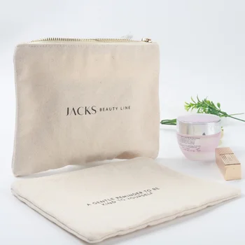 Индивидуальный продукт, косметичка на молнии, экологичная хлопковая холщовая сумка для аксессуаров, двусторонняя косметичка