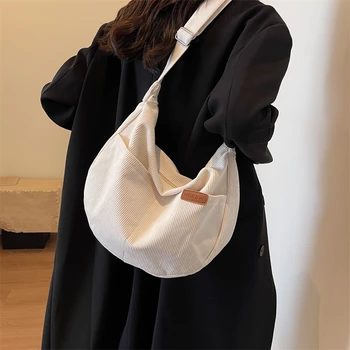Классическая модная универсальная женская вельветовая сумка большой вместимости, новые простые повседневные женские сумки через плечо на одно плечо