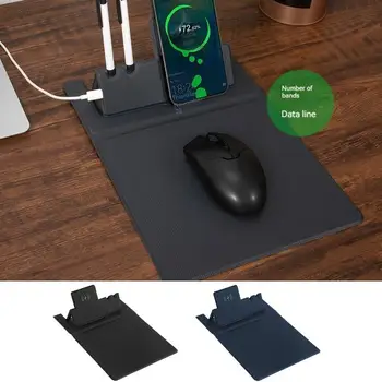 Коврик для мыши с зарядным устройством Настольный коврик для мыши Коврик для зарядки беспроводного зарядного устройства мощностью 15 Вт Складной держатель телефона Коврик для клавиатуры для ПК ноутбука