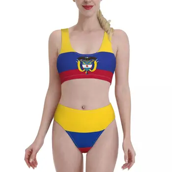 Комплекты бикини с флагом Колумбии, цельный/двухсекционный купальник, спортивный купальник, пляжная одежда для девочек