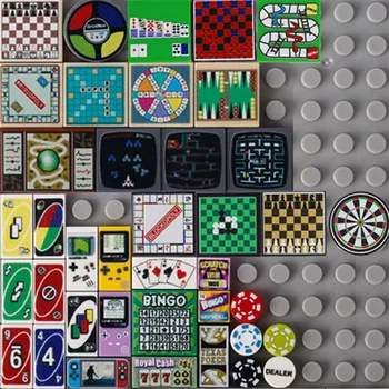 Компьютерная игровая консоль MOC Entertainment С печатными строительными блоками, карточные шахматы, настольные игры, кирпичи, игрушки, совместимый подарок