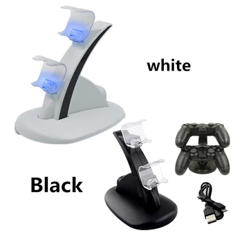 Контроллер Зарядное Устройство Док-Станция LED Dual USB PS4 Зарядная Станция для Sony Playstation 4 PS4/PS4 Pro/PS4 Slim Черный Белый