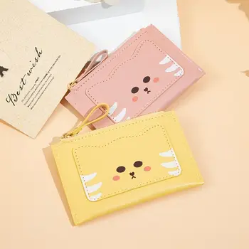 Корейский Новый Женский короткий кошелек с милым мультяшным котом Многофункциональный кошелек для монет Студенческая сумка на молнии с несколькими картами Студенческий кошелек