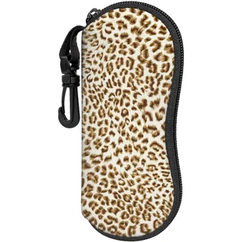 Коричневый леопардовый футляр для очков, мягкая коробка для хранения очков на молнии, переносная сумка для солнцезащитных очков на открытом воздухе, переносная сумка для солнцезащитных очков с защитой от давления