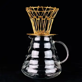 Кофейный фильтр серебристый Удобный Компактный дизайн Простая в использовании Качественная Кофейная посуда Складной ручной Кофейный фильтр Чашка Капельница для кофе