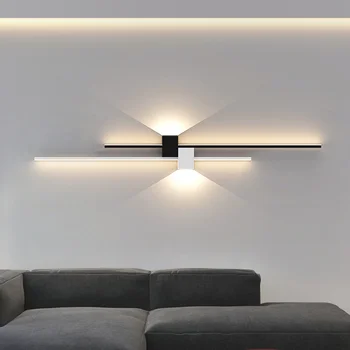 Креативный настенный светильник, фоновый светильник для дивана в гостиной, простой современный 2023 Новый минималистичный черно-белый прикроватный светильник для спальни