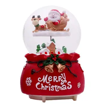 Креативный Рождественский Хрустальный шар со Снежинками, Вращающаяся Музыкальная Шкатулка, Снежный шар Санта-Лося, декор стола, Рождественский подарок на День Рождения для детей
