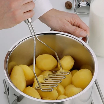 кухонный гаджет из нержавеющей стали, 1 шт., пресс для измельчения картофеля, инструмент для приготовления картофельного пюре, кухонные принадлежности с волнообразным давлением