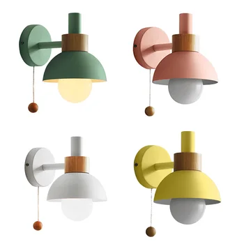 Лампа для прохода на крыльце гостиной в скандинавском минималистичном стиле, современная прикроватная лампа для спальни, настенный светильник Macaron
