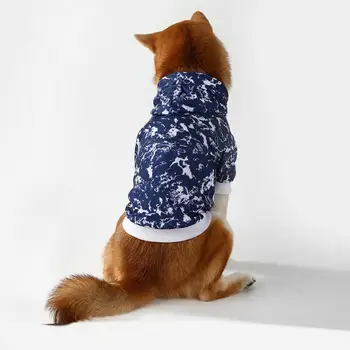 Легко моющаяся одежда для домашних животных, толстовка с красочным принтом для собак среднего размера, мягкая милая теплая толстовка для собак на осень-зиму