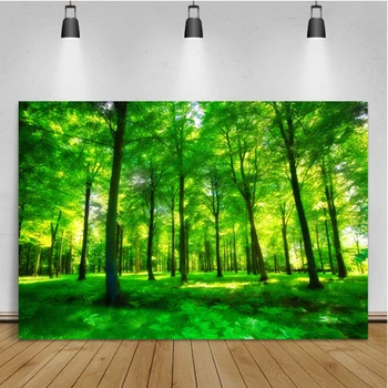 Лесные пейзажи Laeacco, зеленое оформление комнаты, портрет на заказ, фотографический фон для фотостудии