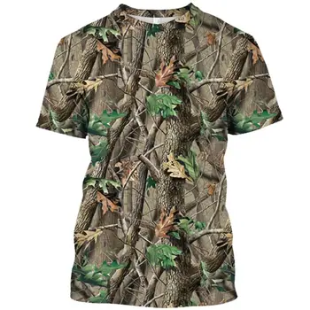 Летняя мужская камуфляжная одежда в стиле джунглей с 3D-принтом в стиле харадзюку, винтажная футболка с круглым воротником и коротким рукавом, индивидуальный свободный топ большого размера