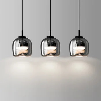 Люстра Mifuny, черное стекло с 3 головками, длинный подвесной светильник, современный и простой домашний светодиодный светильник из высококачественного стекла для ресторана