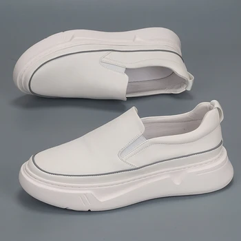 Маленькие Белые Туфли Легкие Роскошные Кожаные Туфли Tide Новая Мода Индивидуальность Все Простое Легкая Мягкая Подошва Спортивная Обувь Для Отдыха