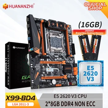 Материнская плата HUANANZHI BD4 LGA 2011-3 с процессором Intel XEON E5 2620 v3 с комбинированным комплектом памяти 2*8G DDR4 NON ECC NVME NGFF SATA USB
