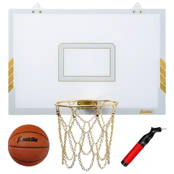 Мини-баскетбольное кольцо Franklin Sports - высококачественное золотое хромированное настенное мини-кольцо с сеткой на ободе - Мини-мяч в комплекте - 
