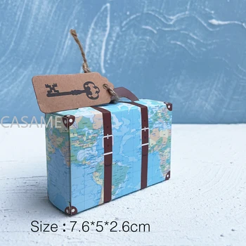 Мини-дорожный чемодан, коробка конфет, Крафт-бумага, подарочная коробка для шоколада, упаковочный пакет, украшение для свадьбы, Дня рождения.