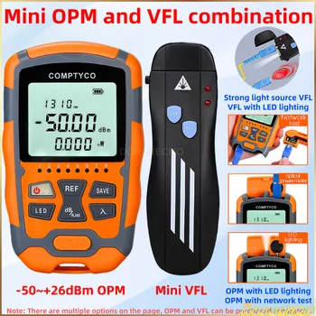 Мини-измеритель оптической мощности и визуальный локатор неисправностей Набор инструментов для тестирования оптоволокна FTTH (опционально) OPM (-50 ~ + 26 дБм) и VFL (10/20/30/50 МВт)