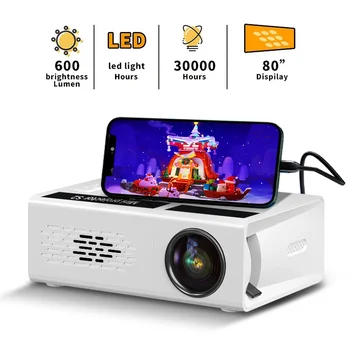 Мини портативный проектор S2 1080P с памятью сверхвысокой четкости, поддержкой HDTMI USB и SD, проекцией фильмов на открытом воздухе для домашнего кинотеатра